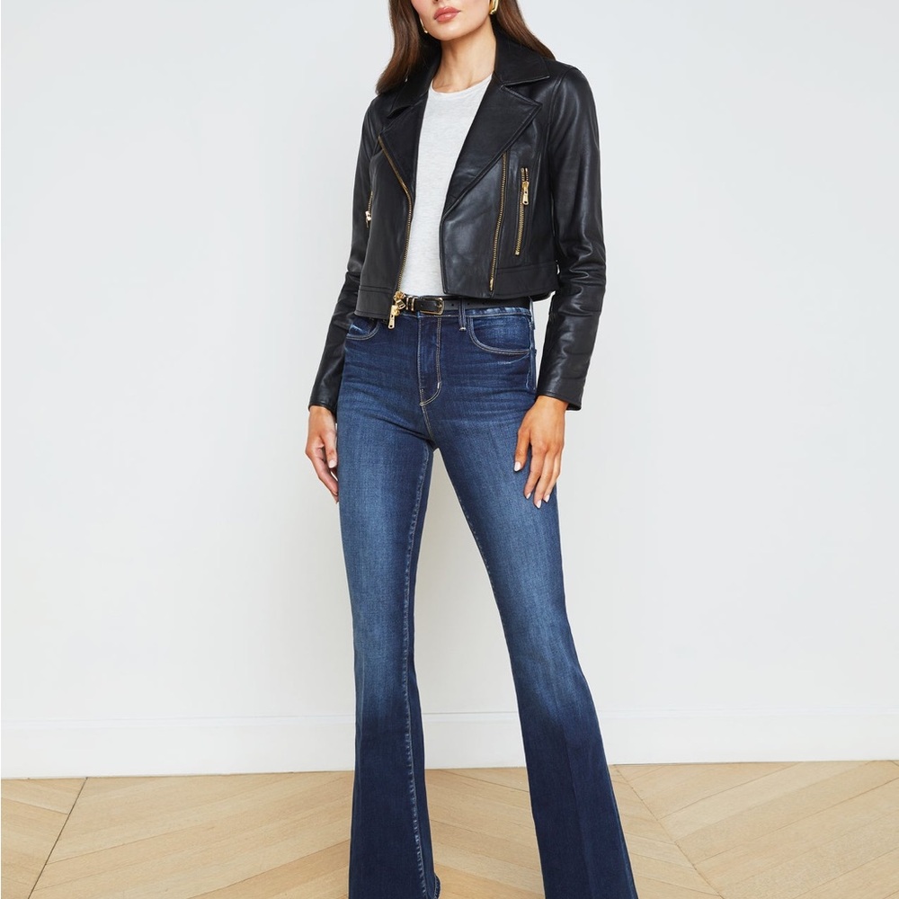 NWT L’Agence Black Medium 100% Lamb Leather Onna Biker Jacket $1395msrp - Picture 2 of 10